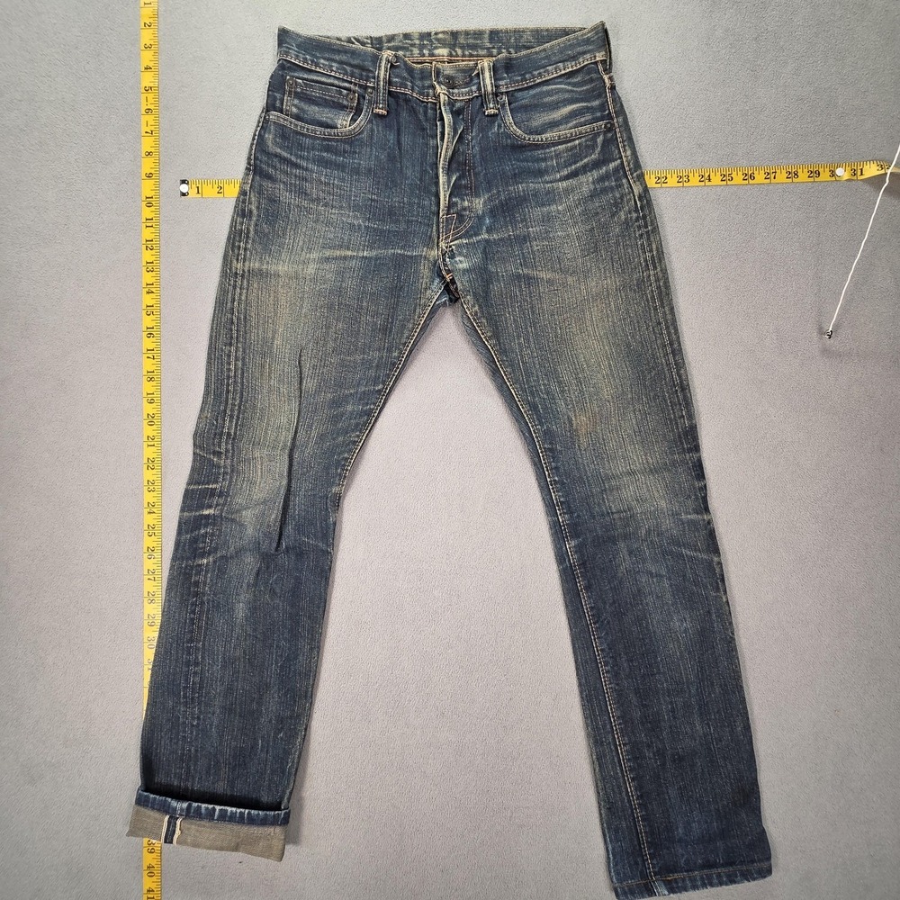 Pure Blue Japan Jeans Mens Blue Raw Selvedge Slub Made Japan Fits 28x28